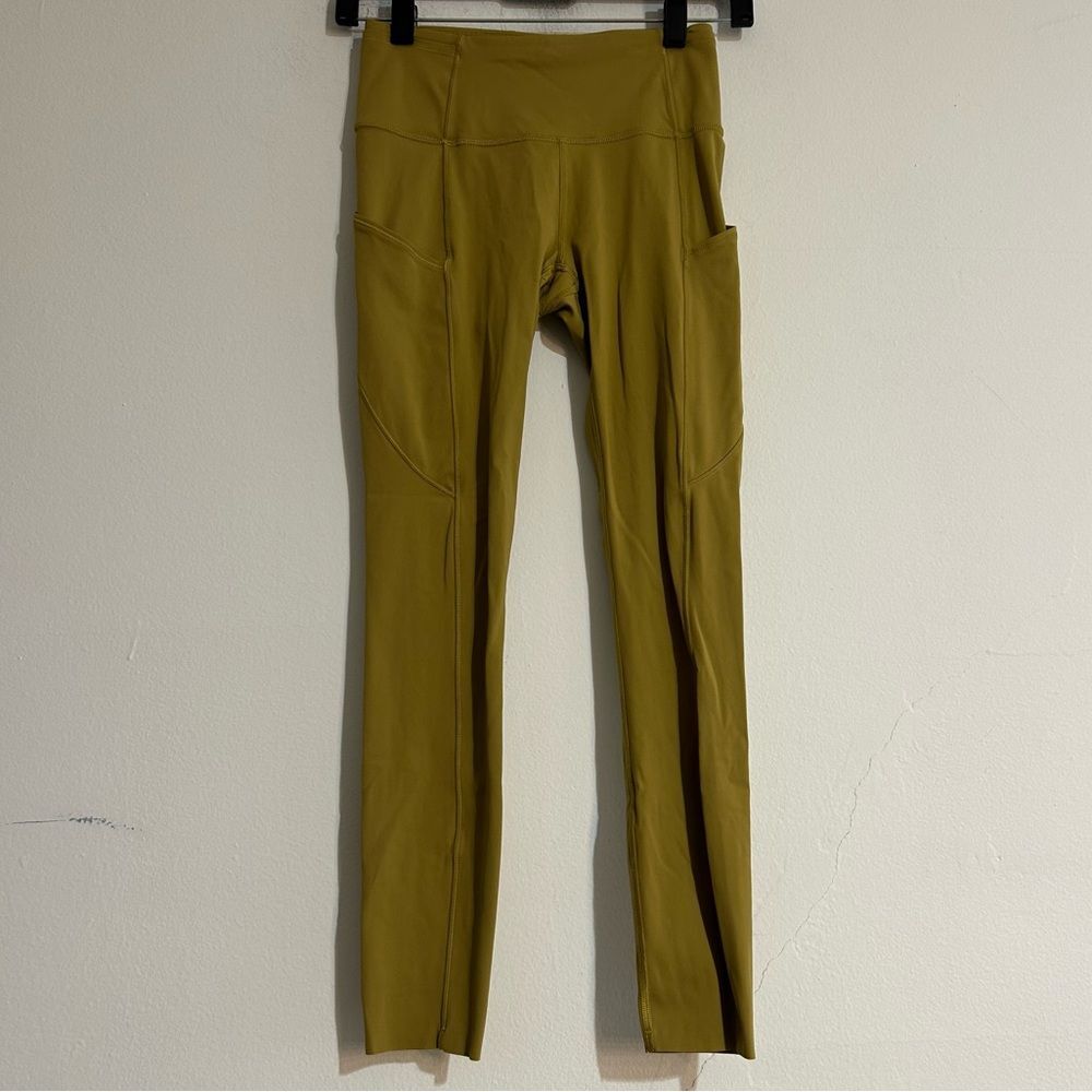 Lululemon Fast and Free Tight II Non-Reflective Nulux Leggings Sze 4 Golden Lime